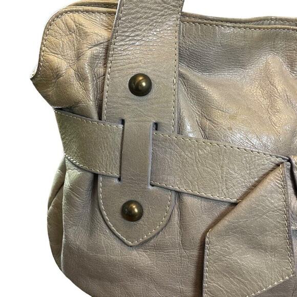 Roberta Gandolfi Womens Gray Handbag Purse Shoulder Bag Satchel Leather Bow - Picture 4 of 16